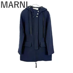 マルニ MARNI フード付きコート ウールツイル生地 カジュアル ネイビー 紺のサムネイル