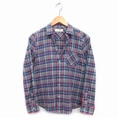 リッチ rich スキッパー シャツ ブラウス 長袖 コットン 綿 チェック 柄 F ブルー 青 グレー 灰 /HT11のサムネイル