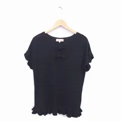 ミニマム MINIMUM チュニック ニット ボーダー ラメ リボン 半袖 2 黒 ブラック /TT27のサムネイル
