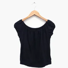 ボディードレッシング BODY DRESSING Tシャツ カットソー 丸首 半袖 コットン 綿 無地 シンプル ギャザー 9 ブラック 黒 /HT21のサムネイル