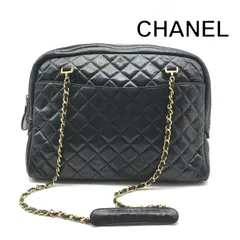 良品 CHANEL シャネル ココマーク マトラッセ ラムスキン チェーン トート バッグ ブラック ブランド カバン BAG k7429