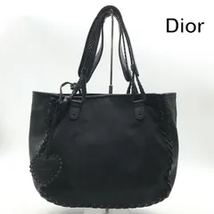良品 Christian Dior ディオール トロッター キャンバス レザー ハンド トート バッグ ブラック レディース ブランド 鞄 k7486