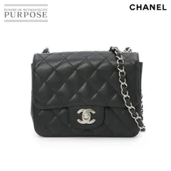 美品 シャネル CHANEL ミニ マトラッセ チェーン ショルダー バッグ キャビアスキン ブラック A01115 シルバー 金具 90321889
