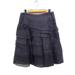 ヒューゴボス HUGO BOSS シルク100％ ティアード スカート ひざ丈 グレー 灰 /FT11のサムネイル
