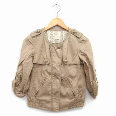 ルージュヴィフ Rouge vif ノーカラー ジャケット 七分袖 綿混 麻混 無地 レース 36 ベージュ /HT26のサムネイル