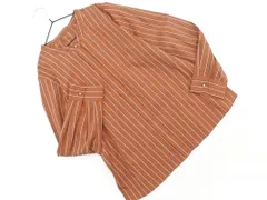 simplicite シンプリシテェ ストライプ バンドカラー ブラウス シャツ 赤茶 ■◇ レディース