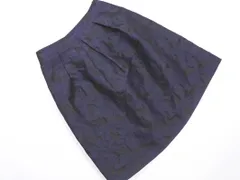 NATURAL BEAUTY ナチュラルビューティー 刺繍 タック Aライン 台形 スカート size36/紺 ■◇ レディースのサムネイル