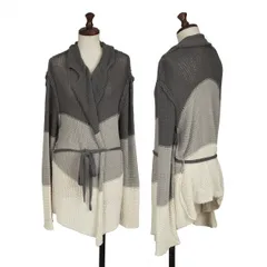 イッセイミヤケISSEY MIYAKE カラー切替インサイドアウトニットジャケット グレー白2のサムネイル