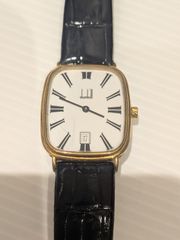 157 稼動 dunhill 時計 ホワイトローマン スクエア ゴールド メンズ