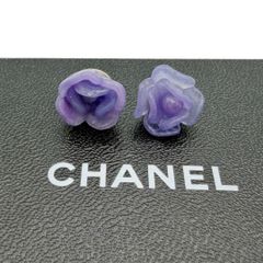 シャネル ピアス カメリア ココマーク ローズ レジン パープル