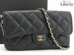 【新品同様】シャネル CHANEL マトラッセ キャビアスキン タイムレスクラシック フラップ フォンケース チェーンショルダーバッグ ショルダーウォレット ポーチ ポシェット ブラック ゴールド金具 グレインドカーフスキン AP2096のサムネイル