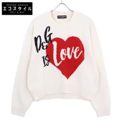 DOLCE&GABBANA　ドルチェアンドガッバーナ　FX364T アイボリー カシミヤ ハート クルーネックニット　44のサムネイル