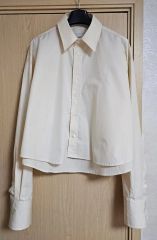 未使用品 シルキーダブルクロスクロップドシャツ F オフホワイト