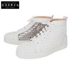Christian Louboutin　クリスチャンルブタン　ホワイト Louis Spikes カーフレザー ハイカットシューズ　39