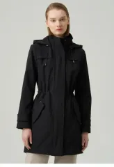 DKNY レディース サファリ フード ブラック マウンテンパーカー アウター - 95 オススメのサムネイル