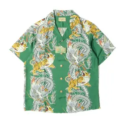 【新品】SUN SURF サンサーフ シャツ グリーン サイズ:S | 新品 人気モデル | 虎& 龍 和柄 レーヨン アロハシャツ | SURFRIDERS SPORTSWEAR実名復刻 SPECIAL EDITION | SS38417のサムネイル