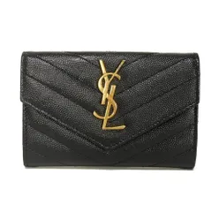 SAINT LAURENT PARIS サンローランパリ モノグラム スモール エンベロープ ウォレット キルティング グレイン カーフ YSL ブラック 二つ折り財布 414404 BOW01 1000のサムネイル