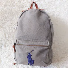 POLO RALPH LAUREN ポロラルフローレン ビッグポニー 刺繍 キャンバス リュック バックパック レザー グレージュ