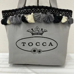 3363　TOCCA　トッカ　トートバッグ　ハンドバッグ　キャンバス　キャンバストート　グレー　タッセル　刺繍　ロゴ　レディース　シンプル　きれいめのサムネイル