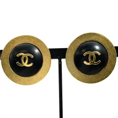 シャネル CHANEL ココマーク サークル イヤリング GPg ブラック ゴールド金具 95P レディース【中古】