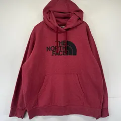 古着 ザ・ノースフェイス THE NORTH FACE スウェット プリントロゴ フーディ パーカー 大きいサイズ 2XL  レッド系 メンズ