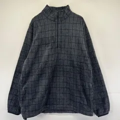 古着 ランズエンド Lands End USA製 フリース ジャケット ハーフジップ プルオーバー L  グレー系 チェック メンズ