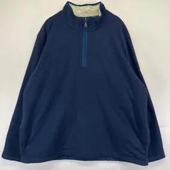 古着 オービス ORVIS フリース ニット ハーフジップ プルオーバー 大きいサイズ ボアライナー ワンポイントロゴ 2XL  ネイビー系 メンズのサムネイル