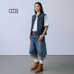 超希少】90s FUBU フブ グリッドチェック デニムベスト XL 当時モノ 