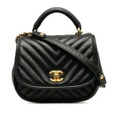 シャネル ココマーク Vステッチ トップハンドル 斜め掛け チェーン ショルダーバッグ ブラック レザー レディース CHANEL【228-42903】のサムネイル