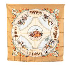 美品【HERMES 】カレ90 スカーフ　プール族の騎手　ベージュ系 HERMES エルメス スカーフカレ90 プール族の騎手 - メルカリ