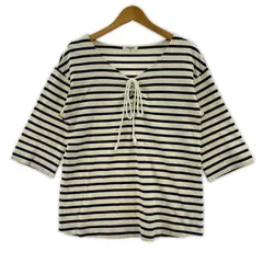NATURAL BEAUTY BASIC ナチュラルビューティーベーシック ボーダー レースアップカットソー sizeM/オフホワイト×ネイビー
