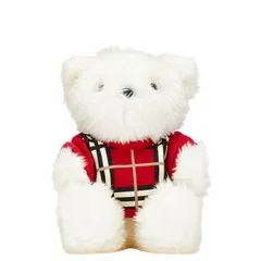 バーバリー テディベア クマ 熊 チェック ぬいぐるみ オフホワイト レッド ポリエステル コットン レディース BURBERRY【228-05567】のサムネイル