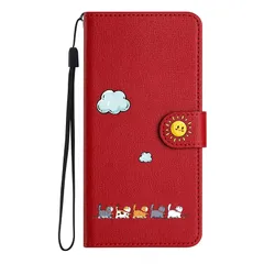 【新品】 FALUWONRU アイホン14 ケース 手帳型 高級本革レザー タンド機能&カード収納 スロット付き 耐衝撃 保護ケース 可愛い猫柄 スマホケース (iPhone 13 ケース手帳型/あいふおん14ケース 対応) 軽量 マグネット式 スマホカバー 