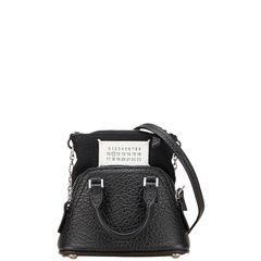 ヴィンテージ✨美品✨ロシャス 黒 レザー シボ革 ミニハンドバッグ