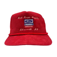 【キャップ/帽子】90s  Ford / New Holland （フォード）ビンテージ トラッカーキャップ コーデュロイ メッシュキャップ 刺繍 レッド 赤 ブルー 青 ホワイト 白のサムネイル