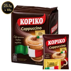 KOPIKO コピコ コーヒーミックス カプチーノ 25.5g×10袋入 インスタントコーヒー 砂糖入り 粉末コーヒー 個包装 インドネシア 珈琲 海外コーヒー 輸入のサムネイル