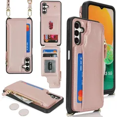 【新品】 for Galaxy A13 5G ケース for Galaxy A04s ショルダー リング付き 手帳型 上下開 for Samsung A13 5G / A04s CASE カバーSunYoo カード収納 横置き スタント肩がけ 首掛け 斜め掛け