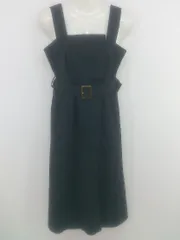◇ ◎ EMMEL REFINES UNITED ARROWS ウエストベルト付き 膝下丈 ワンピース サイズS ブラック レディース E  【1304140004805】