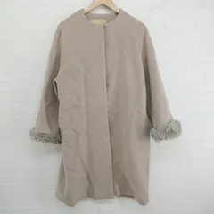 ■ Jewel Changes UNITED ARROWS ラビットファー 長袖 ノーカラー コート サイズ36 ピンクベージュ系 レディース E  【1304140018062】のサムネイル