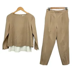 PLS+T(PLST)(プラステ) レディースパンツセットアップ レディース美品  - ベージュ×白 ウエストゴム/3点セットのサムネイル