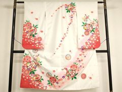 新品未使用 七五三着物7歳 振袖 白地 鞠 桜 菊 金彩 華やか - メルカリ