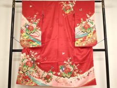 5-053 (保管品) 七五三 7歳 正絹 四つ身絵羽着物 襦袢付き - メルカリ
