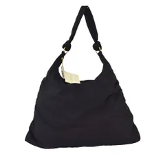 ダナキャラン DONNA KARAN ショルダーバッグ 無地 ゴールド金具 ロゴ刺繍 黒 ブラック ■GY63のサムネイル