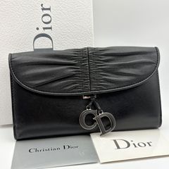 希少 美品 Christian Dior ロング ロゴプレートウォレット 長財布 