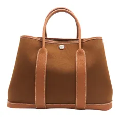 【中古】HERMES エルメス ガーデンパーティ 30 TPM ヴェルソ トワルオフィシェ×ネゴンダ ブラウン コットンキャンバス 牛革 茶色系 トートバッグ バイカラー A2600974【無料ギフトラッピング承ります】のサムネイル