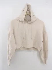 ◇ one after another NICE CLAUP ショート サイドスリット 長袖 プルオーバー パーカー ベージュ系 レディース E  【1304260009568】のサムネイル