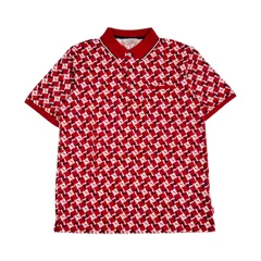 adabar アダバット 総柄 ロゴプリント 半袖 ポロシャツ 48/レッド系 メンズ ゴルフのサムネイル