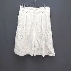 ◇ Audrey and John Wad ストレッチ ウエストゴム ワンタック レザーショートパンツ サイズM クリーム系 レディース E  【1305020002669】のサムネイル