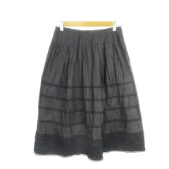 インゲボルグ INGEBORG フレアスカート ミモレ ロング フリルレース 9 紺 ネイビー /AH17 ■GY61のサムネイル