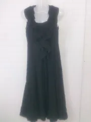 ◇ ◎ ARTISAN アルチザン シアー フリル Vネック ノースリーブ 膝下丈 ワンピース サイズ7 ブラック レディース P  【1305060005910】のサムネイル